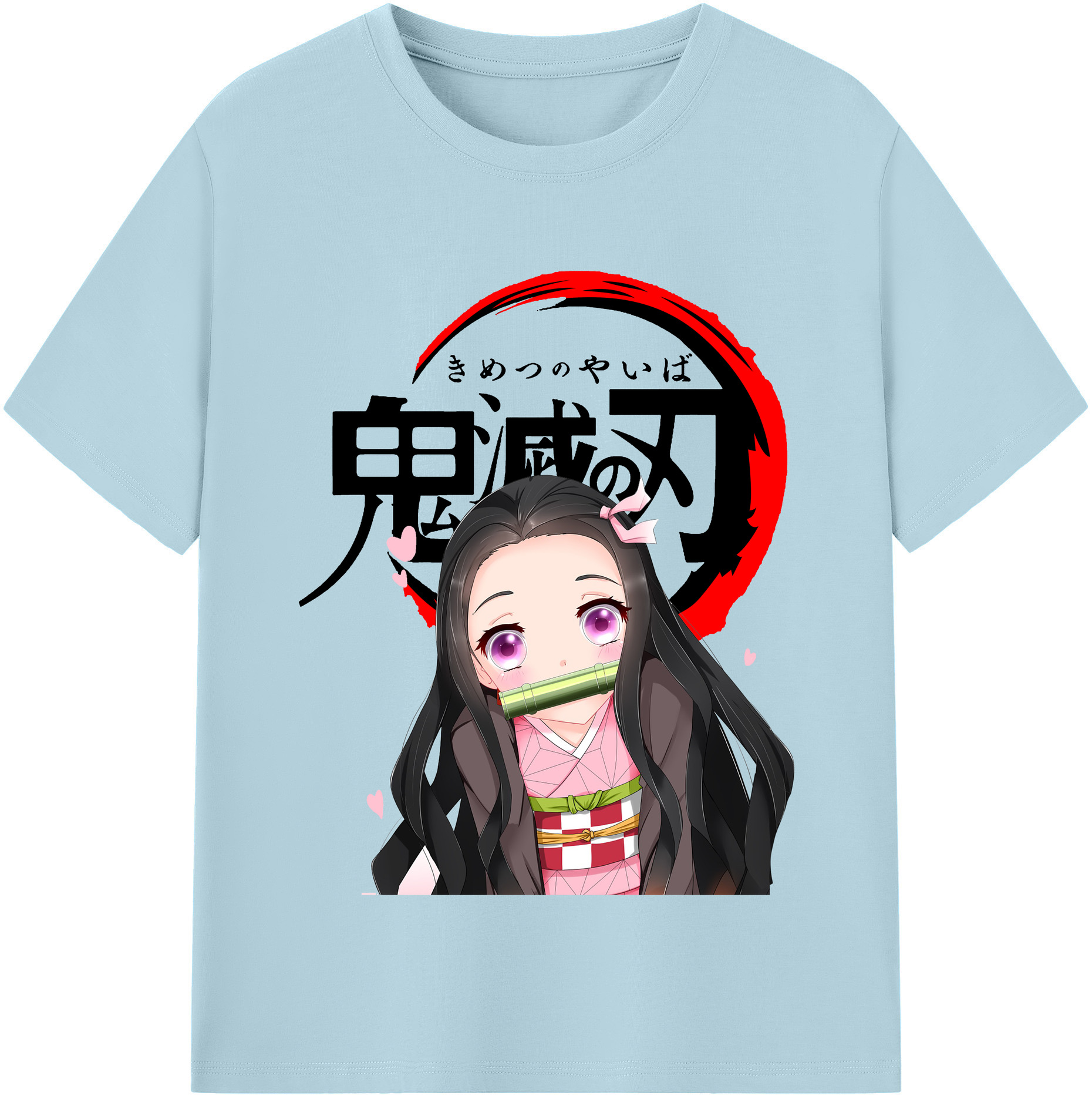 （画像用） 鬼滅の刃（きめつのやいば）竈門 禰󠄀豆子／かまど ねずこ Kamado Nezuko 綿100％半袖Tシャツ（フロントプリント）